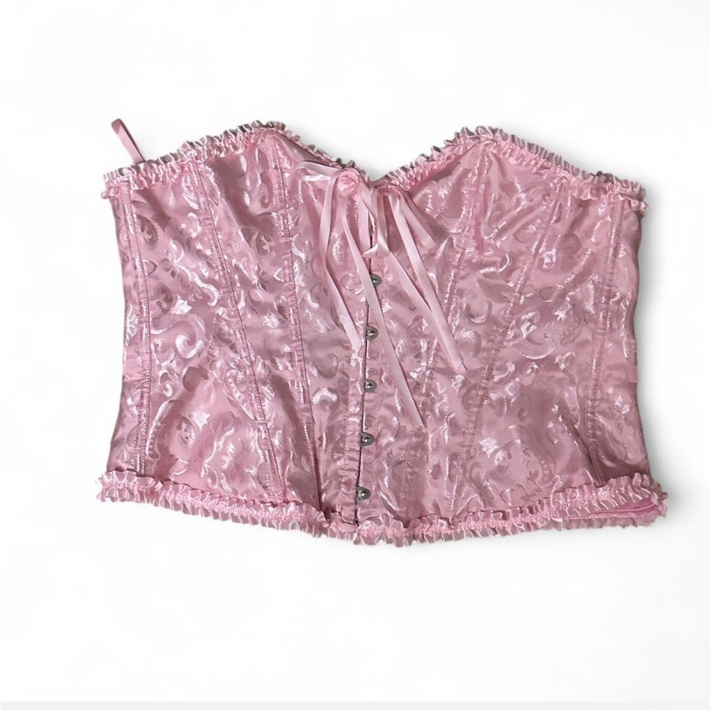 Large Pink corset top with a lace up back